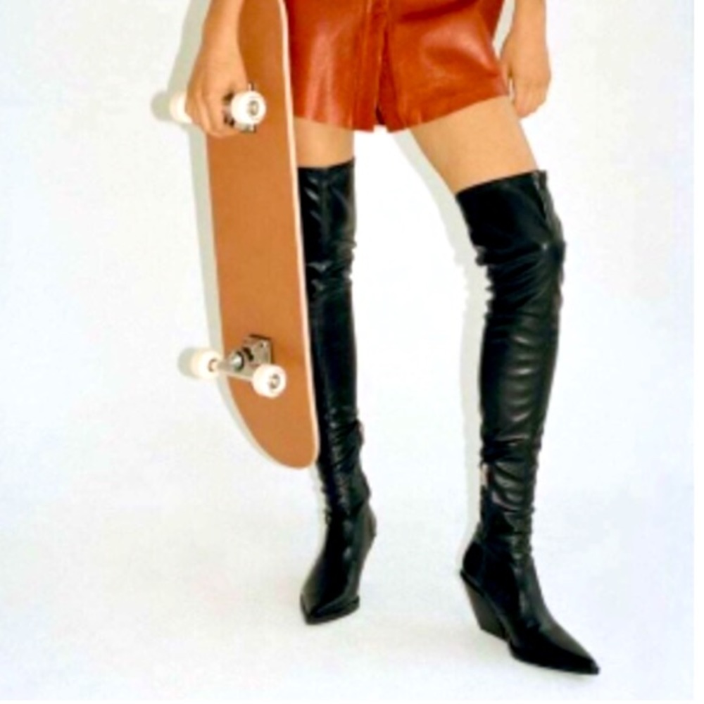 Heeled tall cowboy boots Zara